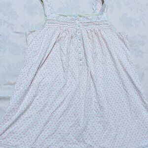 Aria Floral Sleeveless Cotton Nightgown Sz L Sleepdress Lace Button Front Cotton